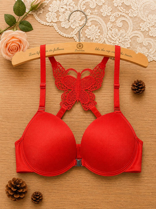 Front Closure Butterfly Back Push-Up Bra